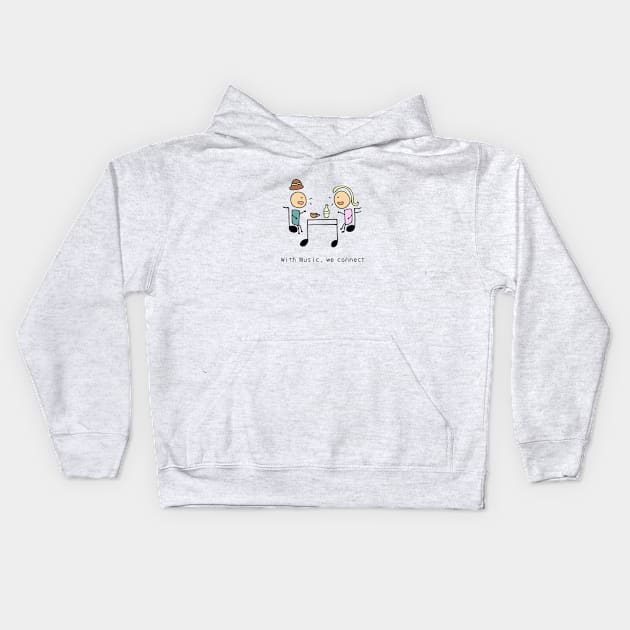 Music brings people closer together Kids Hoodie by wordspotrayal